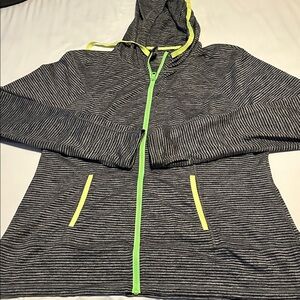 Lukka Gray Striped Hoodie with Neon Highlights